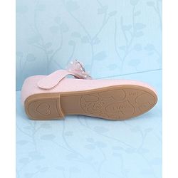 Pine Kids Velcro Closure Bellies with Mesh Bow Applique - Pink