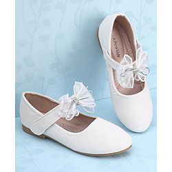 Pine Kids Velcro Closure Bellies with Mesh Bow Applique - Pink