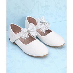 Pine Kids Velcro Closure Bellies with Mesh Bow Applique - Pink