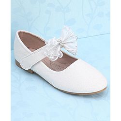 Pine Kids Velcro Closure Bellies with Mesh Bow Applique - Pink