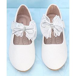 Pine Kids Velcro Closure Bellies with Mesh Bow Applique - Pink