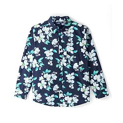 Pine Kids Cotton Full Sleeves Shirt Floral Print- Navy Blue