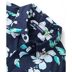 Pine Kids Cotton Full Sleeves Shirt Floral Print- Navy Blue