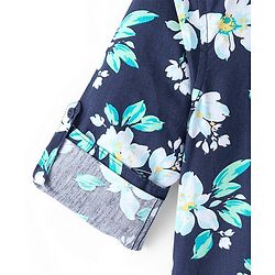 Pine Kids Cotton Full Sleeves Shirt Floral Print- Navy Blue