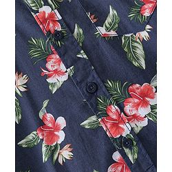Pine Kids 100% Cotton Full Sleeves Floral Printed Shirt - Blue