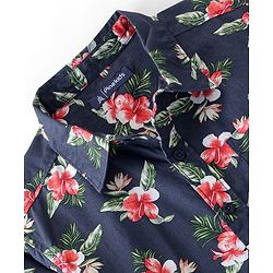 Pine Kids 100% Cotton Full Sleeves Floral Printed Shirt - Blue
