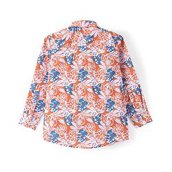 Pine Kids 100% Cotton Full Sleeves Leaves Printed Shirt - Orange