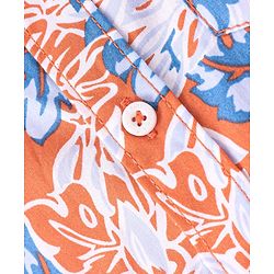 Pine Kids 100% Cotton Full Sleeves Leaves Printed Shirt - Orange