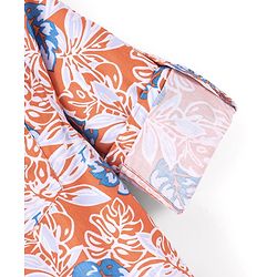 Pine Kids 100% Cotton Full Sleeves Leaves Printed Shirt - Orange
