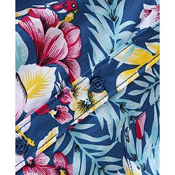 Pine Kids 100% Cotton Full Sleeves Floral Printed Shirt - Blue