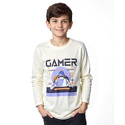 Pine Kids Cotton T-Shirt Gamer Print - Aspen Gold