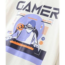 Pine Kids Cotton T-Shirt Gamer Print - Aspen Gold