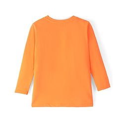 Pine Kids 100% Cotton Full Sleeves Round Neck Biowashed Text Printed T-Shirt - Orange