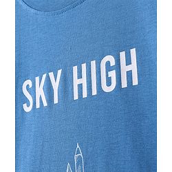 Pine Kids 100% Cotton Knit Full Sleeves Bio Washed T-Shirt Skyscrapers Print -  Blue Aster