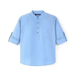 Pine Kids 100% Cotton Full Sleeves Solid Color Shirt - Sky Blue