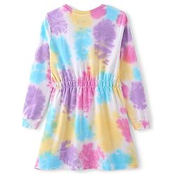 Pine Kids  Full Sleeves Tie & Dye Winter Frock with Foil Amazing Print - Multicolor