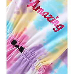Pine Kids  Full Sleeves Tie & Dye Winter Frock with Foil Amazing Print - Multicolor