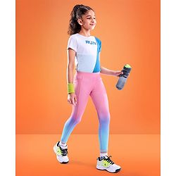 Pine Active Full Length Super Stretch Leggings - Blue & Pink