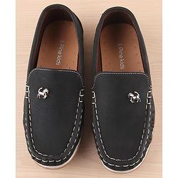 Pine Kids Slip on Casual Shoes with Horse Applique - Black