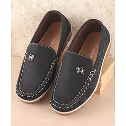 Pine Kids Slip on Casual Shoes with Horse Applique - Black