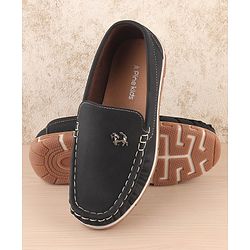Pine Kids Slip on Casual Shoes with Horse Applique - Black