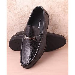 Pine Kids Slip On Party Wear Shoes with Applique - Black