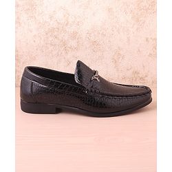 Pine Kids Slip On Party Wear Shoes with Applique - Black