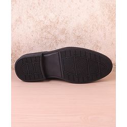Pine Kids Textured & Appliqued Formal & Party Wear Shoes with Velcro Closure - Black