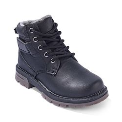 Pine Kids Slip On Winter Boots with Side Zipper & Velcro Closure - Black