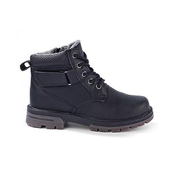 Pine Kids Slip On Winter Boots with Side Zipper & Velcro Closure - Black
