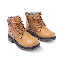 Pine Kids Slip On Winter Boots with Side Zipper & Velcro Closure - Brown