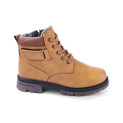Pine Kids Slip On Winter Boots with Side Zipper & Velcro Closure - Brown