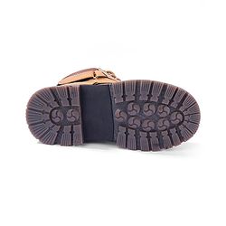 Pine Kids Slip On Winter Boots with Side Zipper & Velcro Closure - Brown