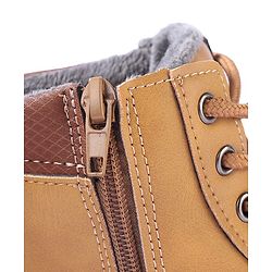 Pine Kids Slip On Winter Boots with Side Zipper & Velcro Closure - Brown