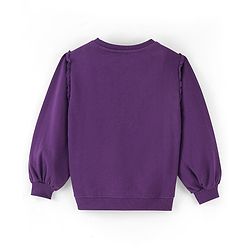 Pine Kids Balloon Sleeves Round Neck Biowashed Sweatshirt Puff Print - Acai Purple