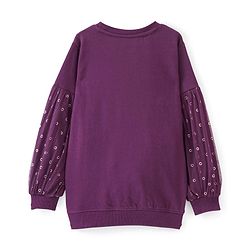 Pine Kids Cotton Full Sleeves Glitter Print Sweatshirt - Purple