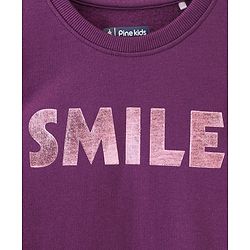 Pine Kids Cotton Full Sleeves Glitter Print Sweatshirt - Purple