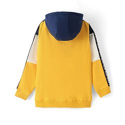Pine Kids Full Sleeves Hooded Front Open Biowashed Sweatjacket - Golden