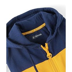Pine Kids Full Sleeves Hooded Front Open Biowashed Sweatjacket - Golden