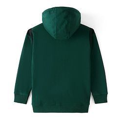 Pine Kids Cotton Knit Full Sleeves Hooded Bio Washed Basic Sweat Jacket With Text Print - Aventurine