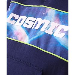 Pine Kids Full Sleeves Hooded Biowashed Sweatshirt Cosmic Print - Blue