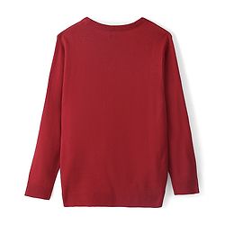 Pine Kids Full Sleeves Christmas Cat Applique Pullovers - Red