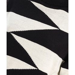 Pine Kids Full Sleeves Turtle Neck Geometric Structure Sweater - Black And White