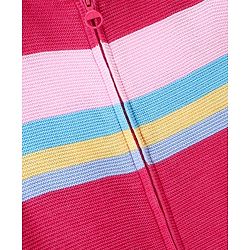 Pine Kids Full Sleeves Front Open Zipper Sweater Striped - Multicolor