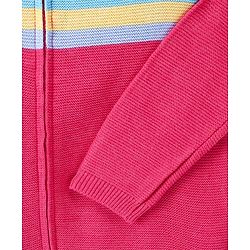 Pine Kids Full Sleeves Front Open Zipper Sweater Striped - Multicolor