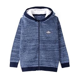 Pine Kids Full Sleeves Front Open Zipper Sweater With Hood - Navy Blue