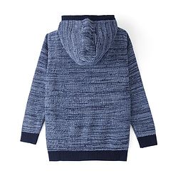 Pine Kids Full Sleeves Front Open Zipper Sweater With Hood - Navy Blue