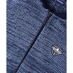 Pine Kids Full Sleeves Front Open Zipper Sweater With Hood - Navy Blue