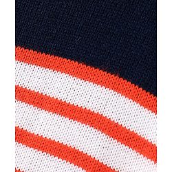 Pine Kids Knitted Full Sleeves Stiped Front Open Zipper Hooded Sweater - Orange