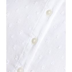 Pine Kids Half Sleeves Cotton Dobby Front Open Tier Frock - White